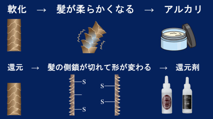 パーマ・縮毛矯正・還元・軟化・膨潤コントロール