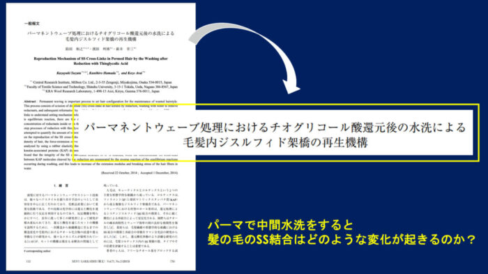 パーマネントウェーブ処理におけるチオグリコール酸還元後の水洗による毛髪内ジスルフィド架橋の再生機構・パーマ2液・中間水洗・架橋・酸化とは？