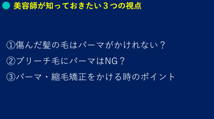 ブリーチパーマかけられる？ダメージの見方・かけ方・ブリーチからパーマしたらどうなる？ ブリーチした髪でもパーマはかけられますか？ ブリーチをするとパーマがかけられないのはなぜ？ パーマをかける時にどんな薬を選んでいけばいいのか分からない
