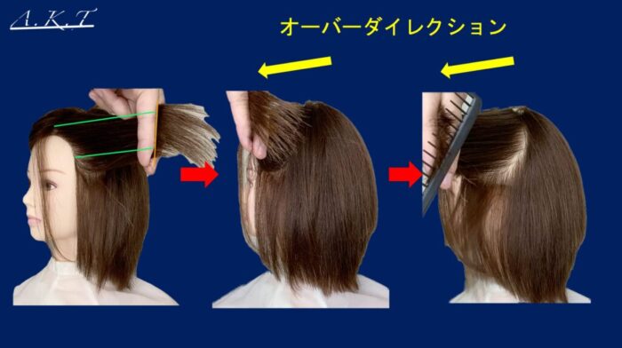 ロングレイヤーカット切り方・違いについて45度、90度